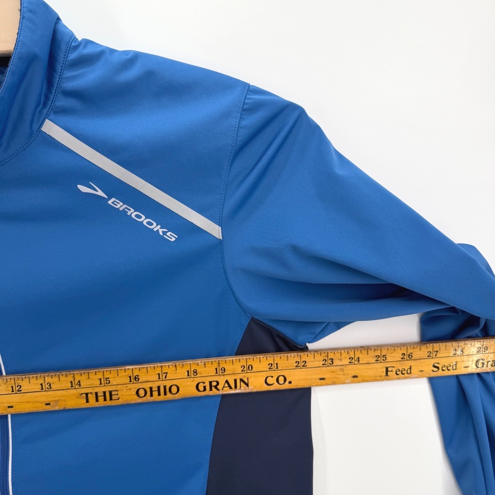 Brooks Canopy Running Jacket Mens Large Blue Shelter Technology Reflective Zip - Picture 12 of 12